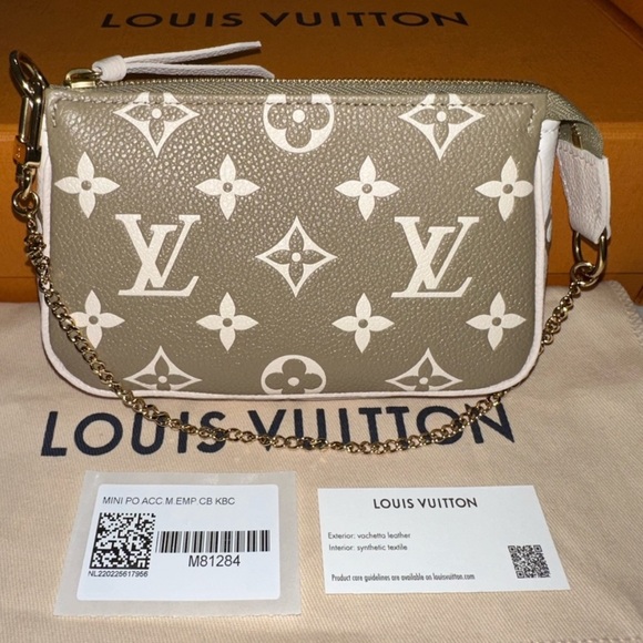 Louis Vuitton Mini Pochette Accessoires Empreinte Kaki Beige Creme - Picture 2 of 6